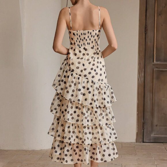 Multicolor Elegant Women's Polka Dot Camisole Sundress - Picture 2 of 6